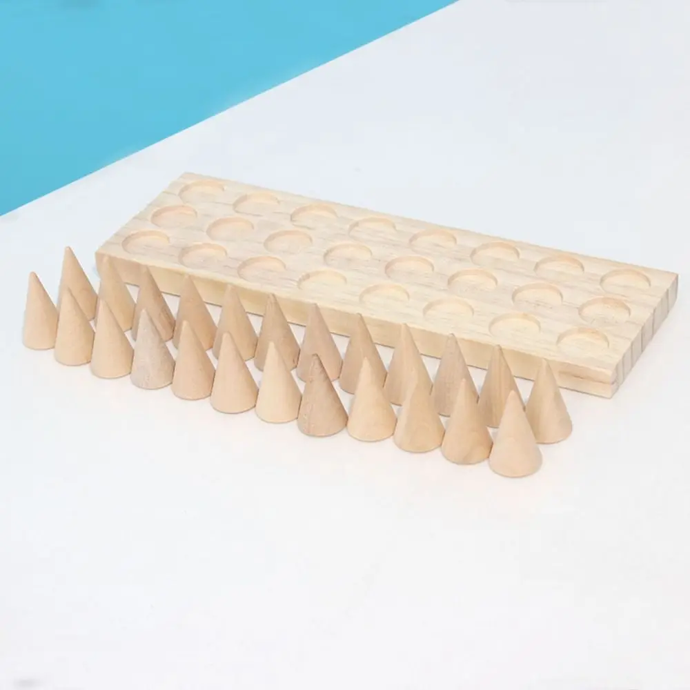 Modern Wood Cone Ring Display Stand Retro Space Saving Bangle Storage Tray Decorative Finger Rings Holder Girls Women