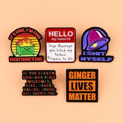 I SHIT MYSELF Quotation Enamel Pin Brooches for Clothes Badges on Backpack Bags Collar Hat Badge Lapel Pins Jewelry