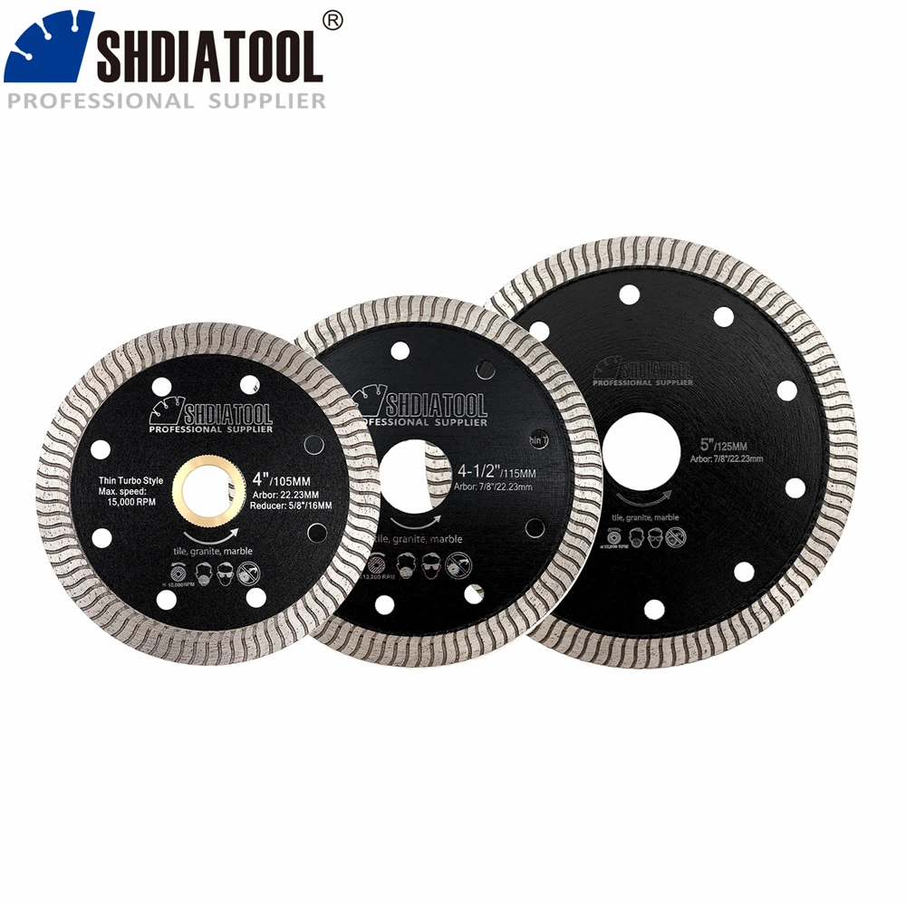SHDIATOOL 1/2Pcs Superthin Cutting Disc 105/115/125mm Diamond S-shaped Turbo Saw Blade Ceramic Tile Marble Granite Cutter Plate