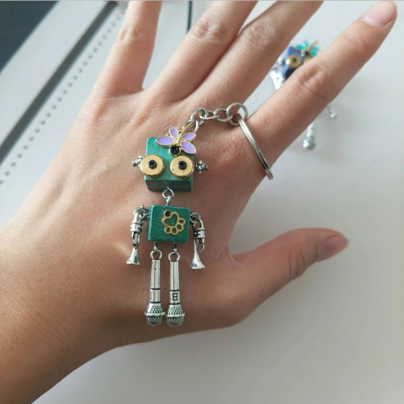 Personalized Car Chain Keychain Bag Decoration Robot Steampunk Style Accessories