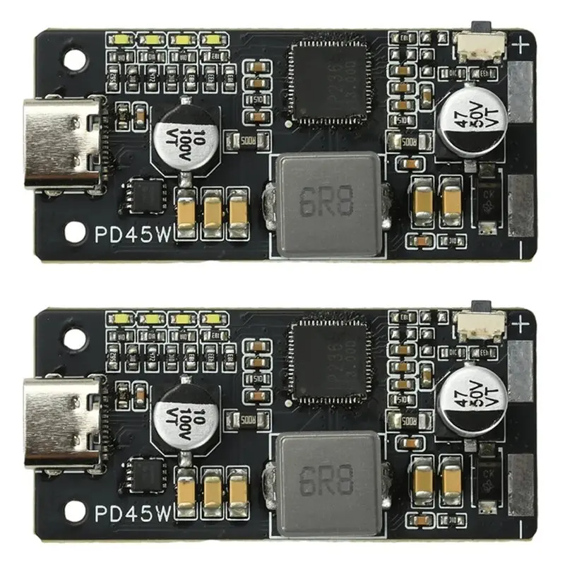 B27B 2Pcs 2-6S PD 45W Lithium Battery Discharge Module 2S 3S 4S 5S 6S For Li-/Lifepo4 Batteries TYPE-C USB