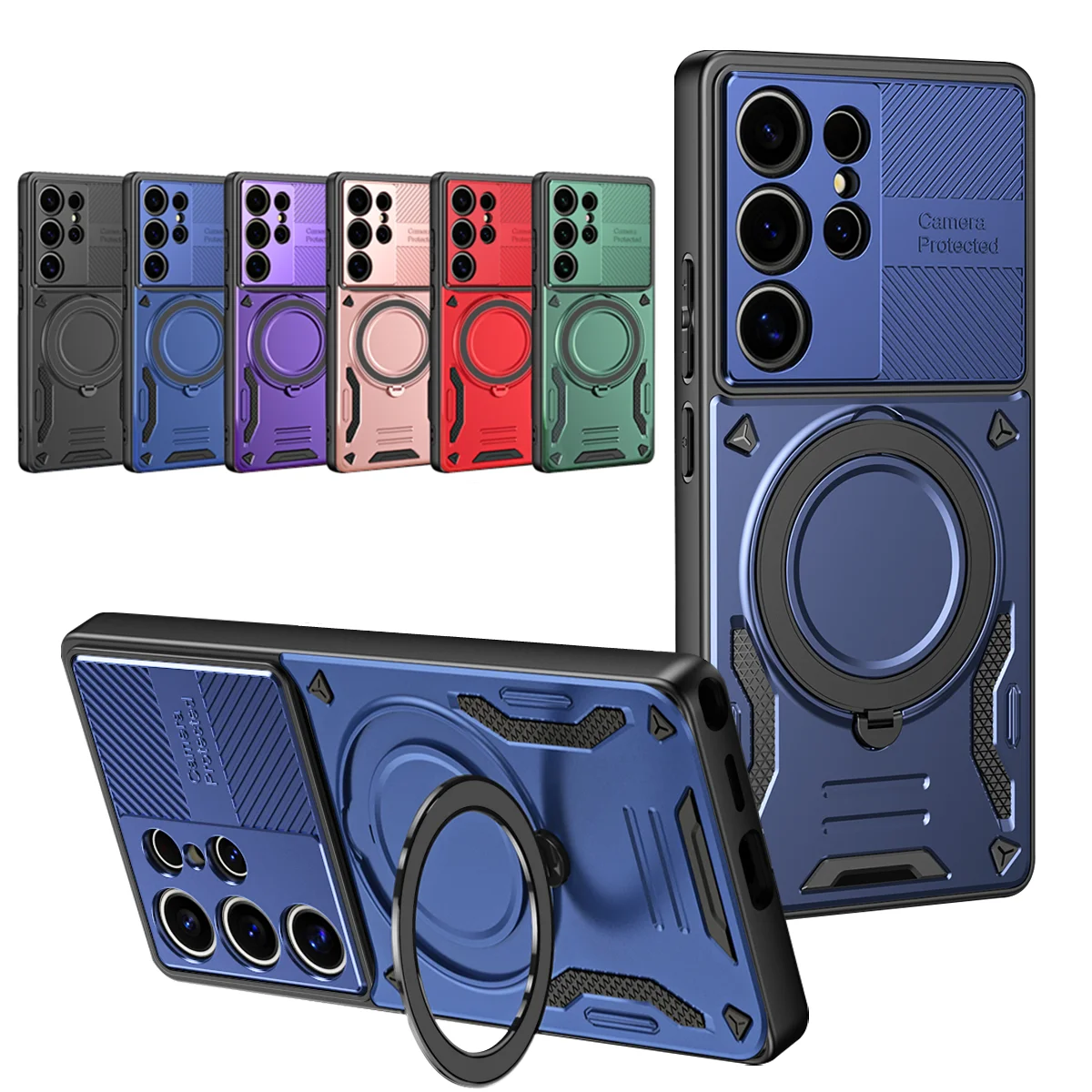 360° Rotate Shockproof Magnetic Stand Phone Case For Samsung Galaxy S26 S25 S24 S23 Ultra Plus Edge FE Protection Cover