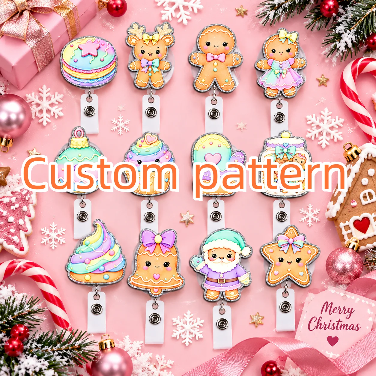 Custom Nurse Medical Doctor Color Glitter Acrylic ribbon Reel Clip Badge Reel for Office Staff Work Permit Gift student teather