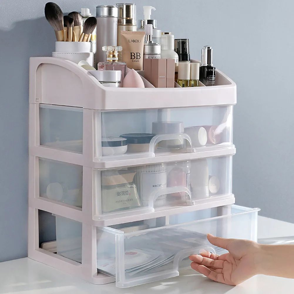 Cosmetic Display Holder Organizer with 3 Tier Storage Drawers