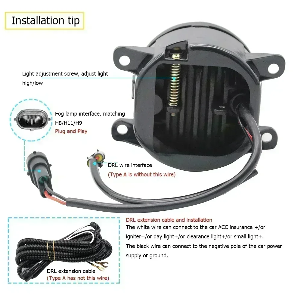 40W Led Fog Lights Angel Eyes DRL for Lincoln Navigator 3 U326 2007-2014 / Lincoln LS Sport 2005 2006 Day Light Factory Replace - view 4