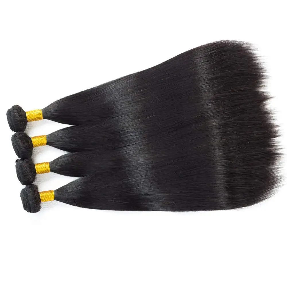 Fasci di capelli lisci brasiliani fasci di capelli umani lisci non trattati estensioni dei capelli vergini lisci brasiliani colore naturale