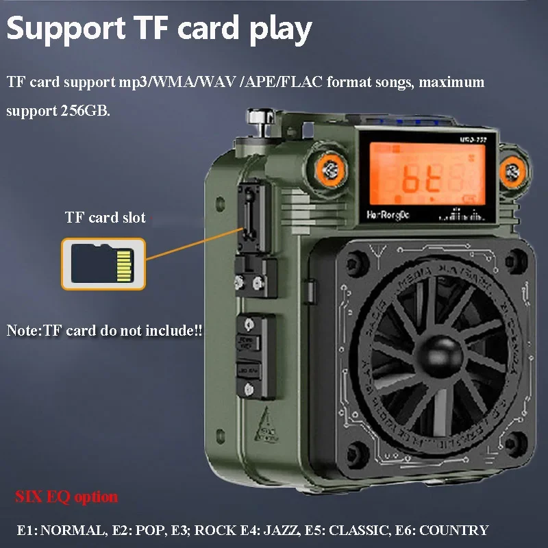 Hanrongda HRD 777 راديو كامل النطاق جهاز استقبال صغير محمول ستيريو سمّاعات بلوتوث جميع المعادن مع شاشة LCD App التحكم SOS #6