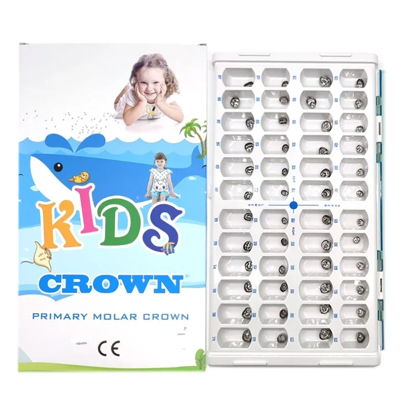 

48PC Dental Temporary Primary Molar Kids Crown 1st Molar Temporary Kids Teeth Crown Stainless Steel 2nd Molar Dental Teeth Crown