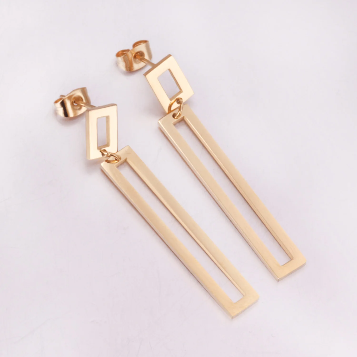 LUXUSTEEL Fashion Stainless Steel Earrings Geometric Rectangle Exaggerated Long Drop Earrings For Women Girl 2023 New Korean