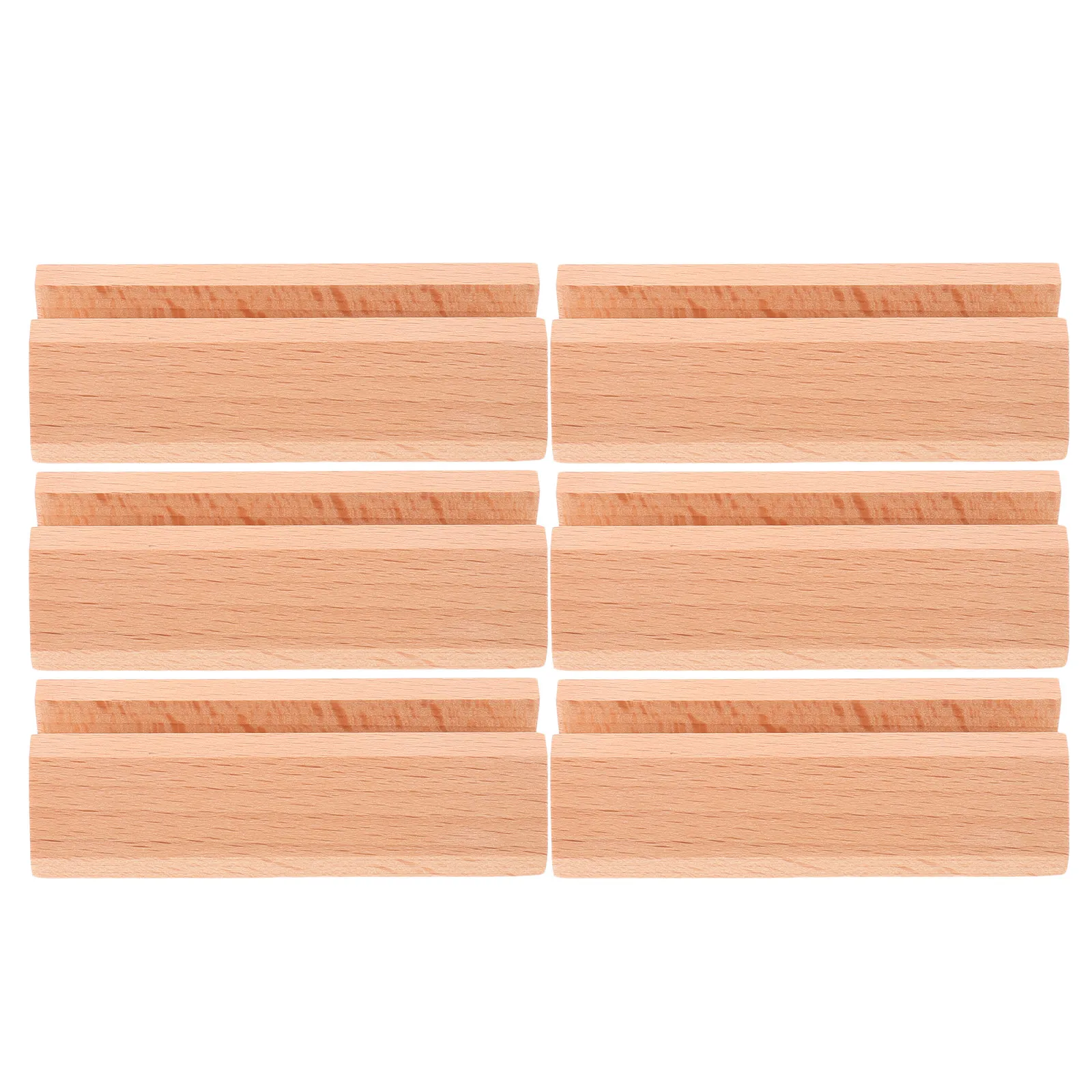 6Pcs Beech Wood Business Card Holder Natural Texture Wooden Display Stand Office Desk Table Number Place Card Organizer