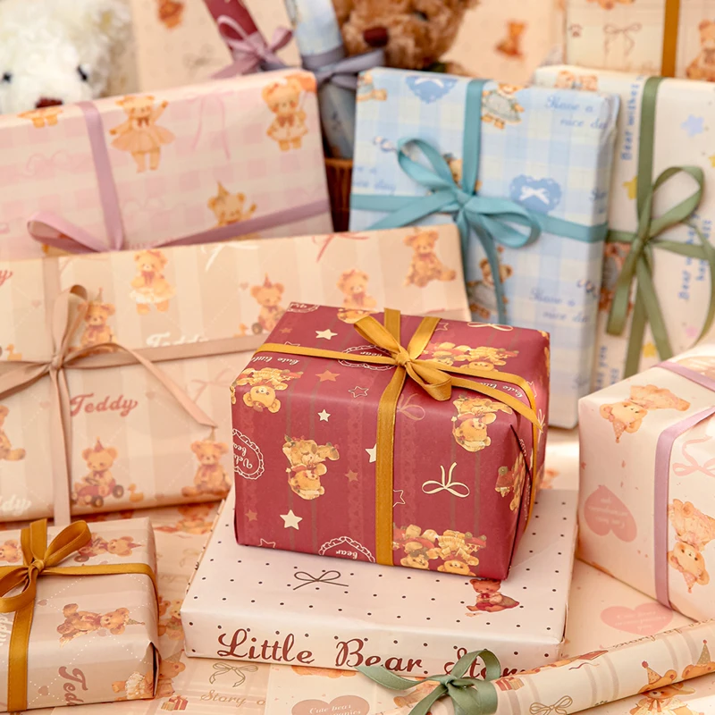 미스터 종이 10 장/가방 Kawaii 귀여운 곰 테마 aquascape 포장지 DIY 포장 선물 가방 종이 상자 꽃다발
