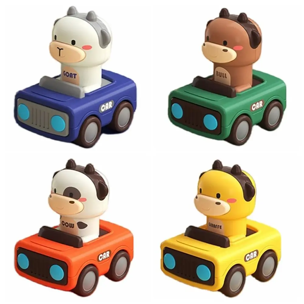 Grappige cartoon druk om mee te gaan auto speelgoed interactieve verjaardag dier racewagen baby speelvoertuig peuters 1-3