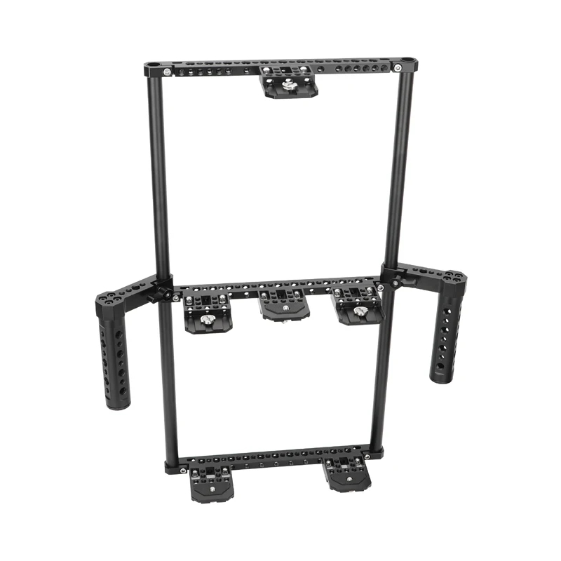 CAMVATE Handhold Triple Director's Monitor Cage Rig with Dual Rod Handgrips& Cheese Plate-Style For 5 to 8" and 12" LCD Monitors