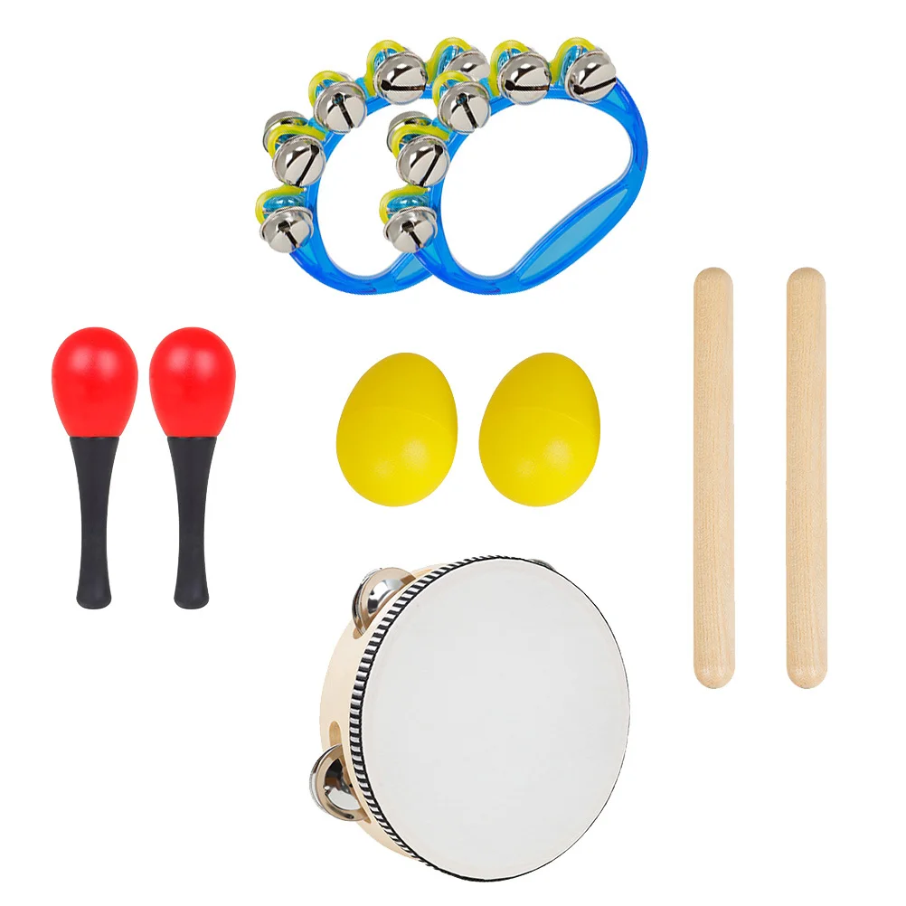 

5pcs /Set Kids Musical Instruments Set Hand Percussion Baby Hand Bell Rattle Drum Early Educational For Children Colorful