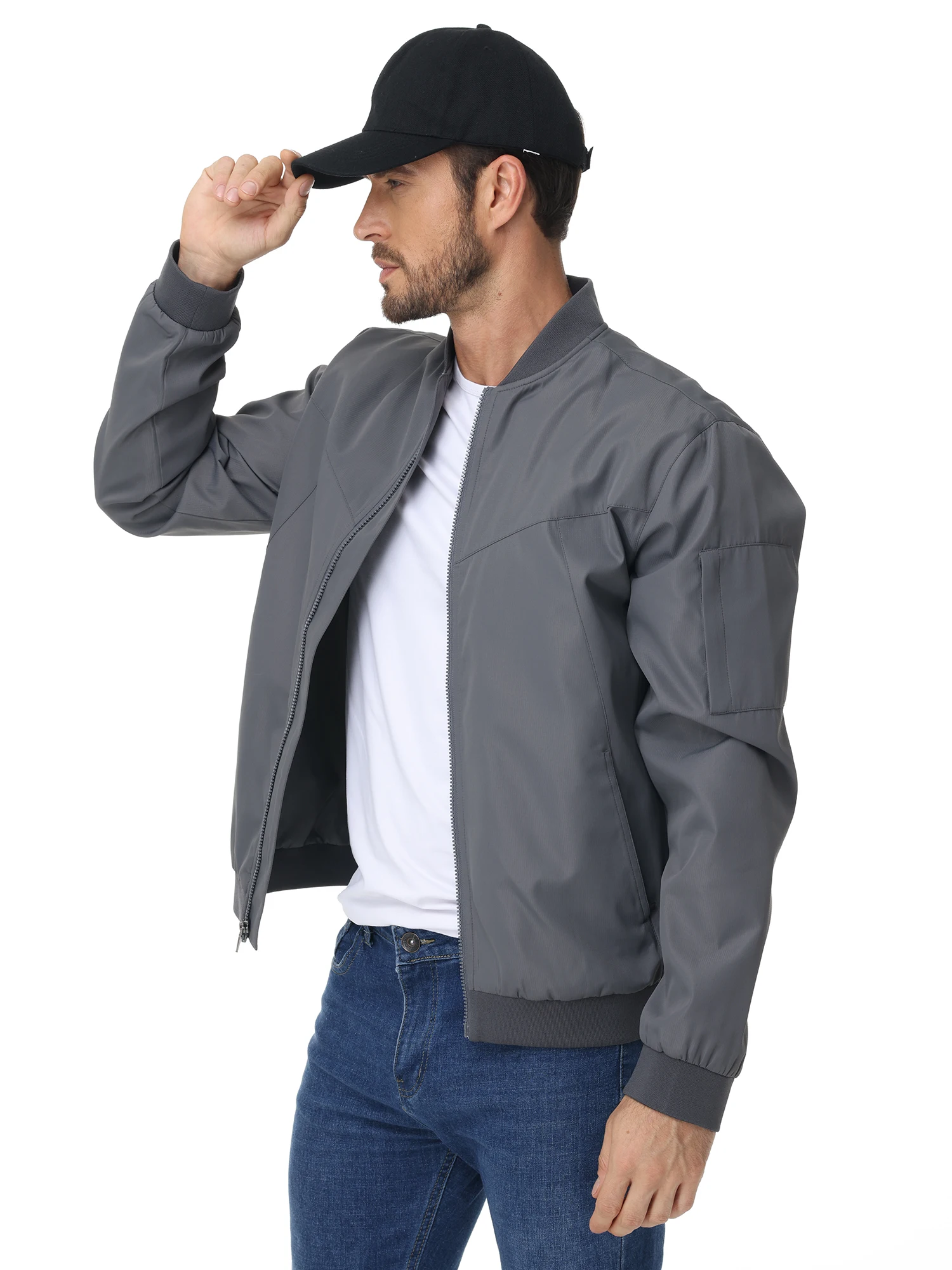 Men's Lightweight Windbreaker Jacket Causal Fashion Stylish BaseBall Coat with Side Inner Pocket for Work Golf Fishing 2