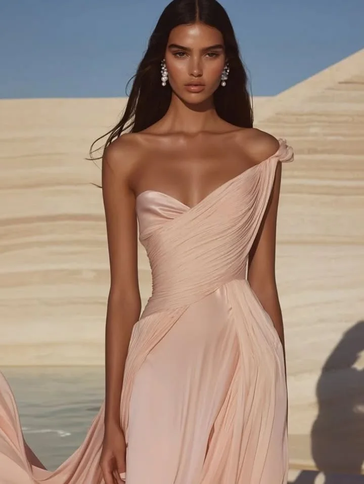 Evening Luxury Dresses Dubai Vintage Strapless Pink Formal Occasion Prom Gowns فستان شارون سعيد سهره