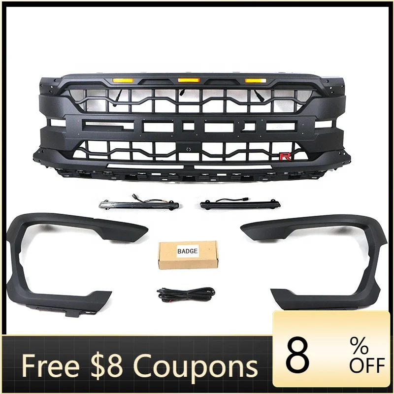 

ZAIQU Auto Parts Other Exterior Accessories ABS Front Grille Car Radiator Grill With Led Bars Fit for F150 2025 XL STX XLT TREM
