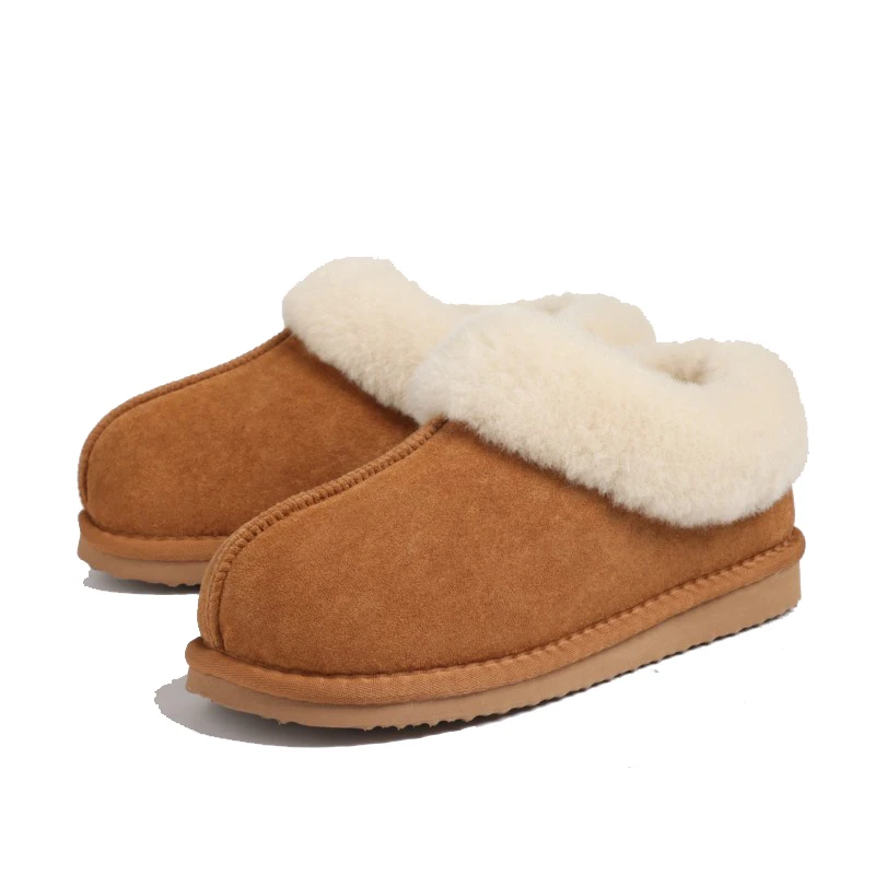 

Bebealy Winter Fuzzy Slippers For Women Plush Suede Cotton Shoes With Fur Collar Fluffy Slides Indoor Warm Furry House Slippers