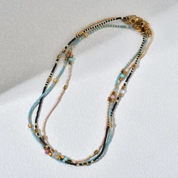 ZMZY Miyuki Beads Fashion Light Luxury Colorful Natural Stone Beaded Necklace Women's Gift Wedding Jewelry Necklace 2025 New