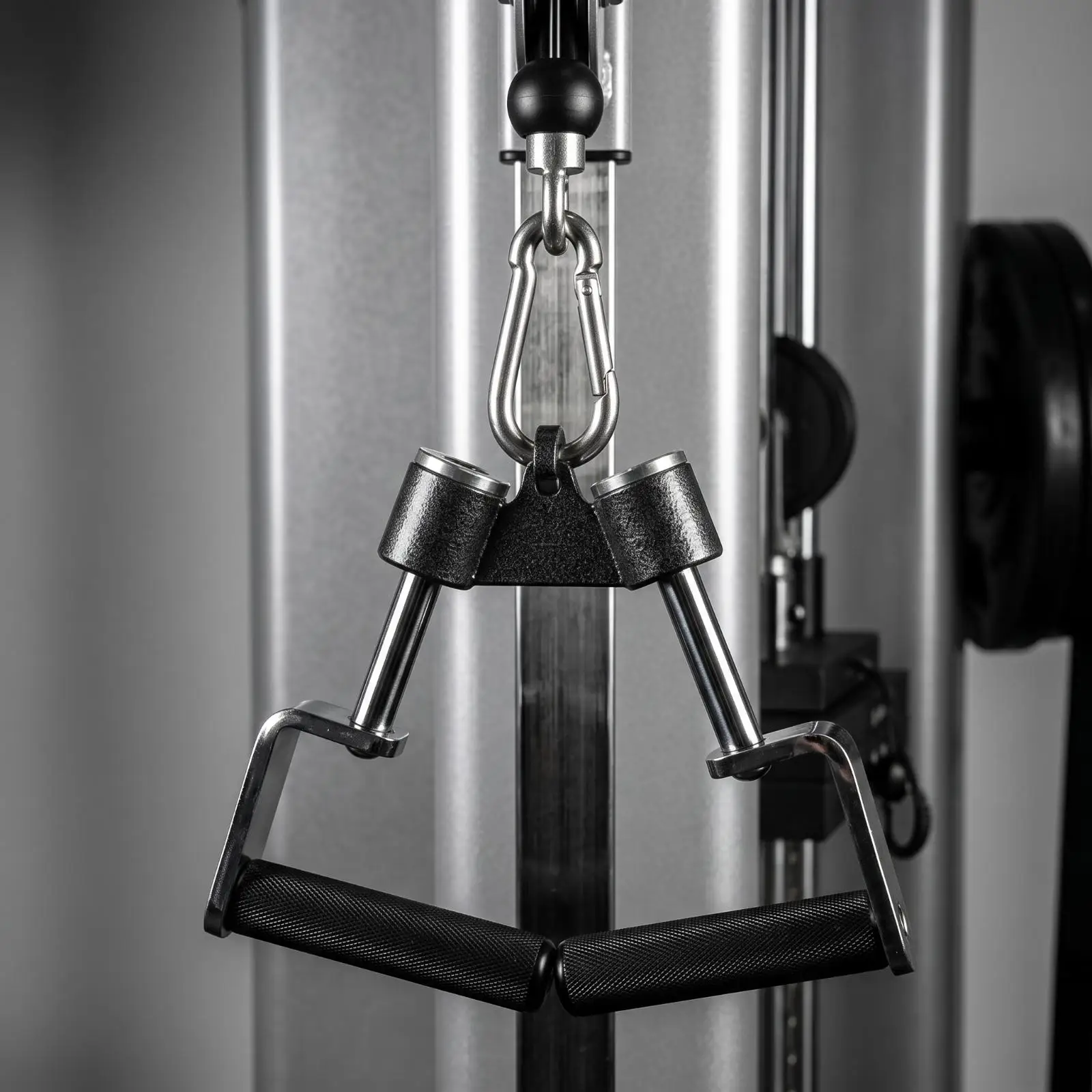 Full Rotation Rotating Gym Handle Solid Steel Construction, Rugged Coated Finish, twin hold Cable Handle