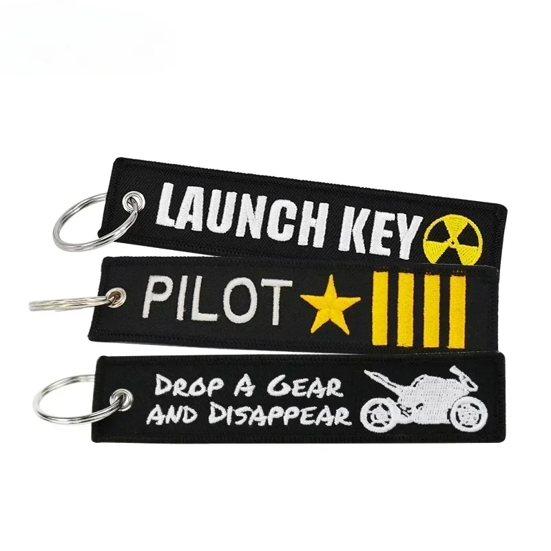 REMOVE BEFORE FLIGHT Motorcycle Keychain For Men And Women Multicolor Embroidered Keyring Car Bag Key Jet Tag Chains