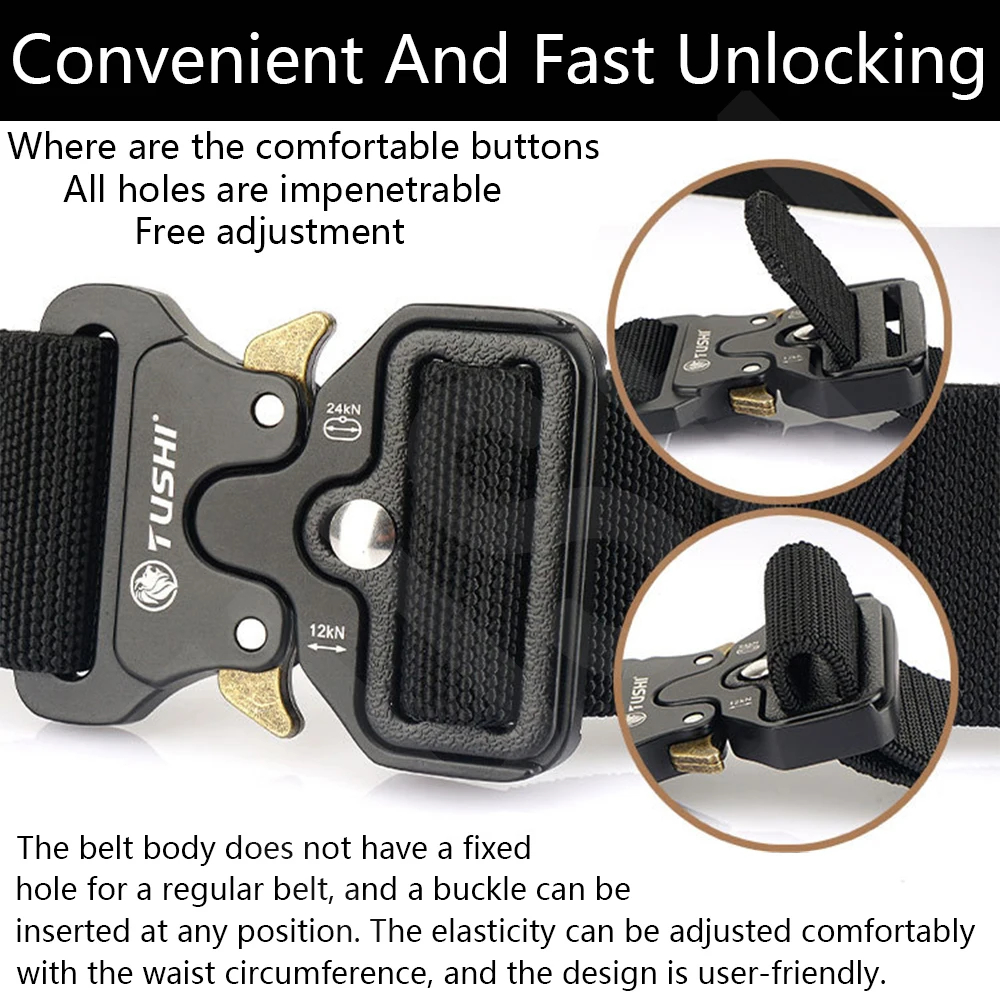 TUSHI Men Army Outdoor Hunting Tactical Multi Function Combat Survival High Quality Marine Corps Canvas For Aluminum Alloy Belt