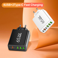 Total 65W USB C Charger 6 Ports Fast Charging Wall Charger for iPhone 15 14 Pro Max Samsung Galaxy S23 Xiaomi 14 Mobile Phone Ch