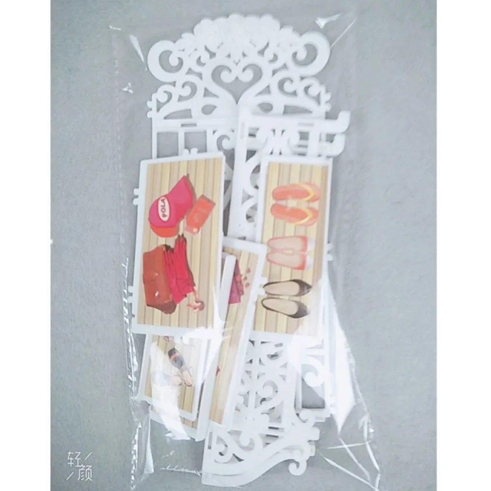 Plastic 5 Layers White Doll Shoes Rack / Random 12 Pairs Shoes Dollhouse Furniture Accessories for Barbie Doll Kids Toy - view 6