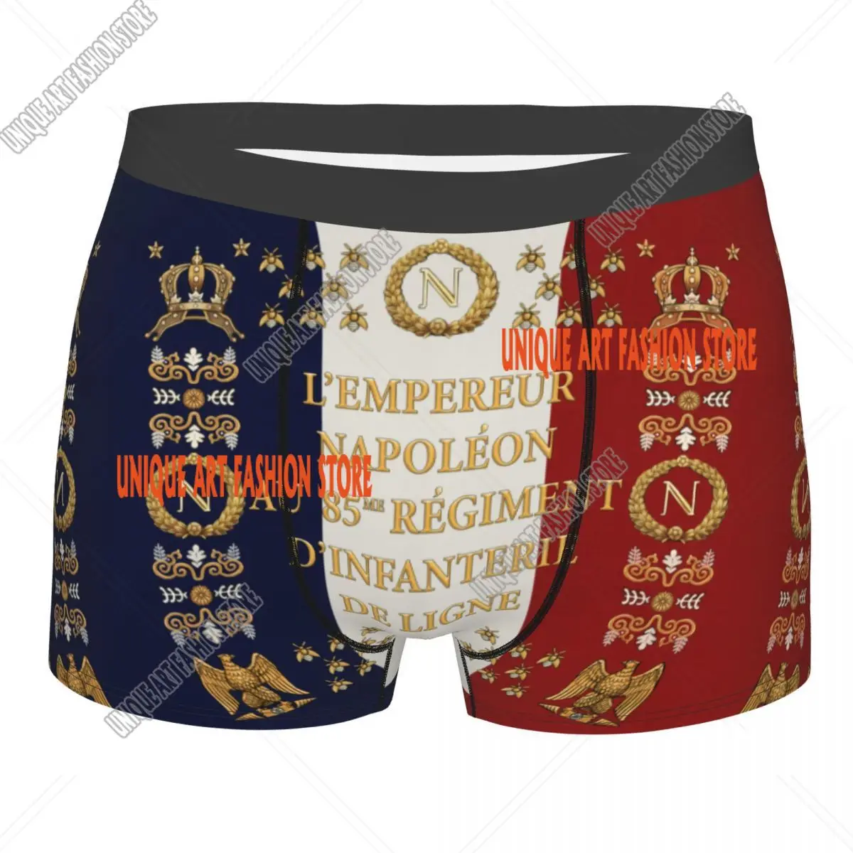 Custom Napoleonic French 85th Regimental Flag Underwear France Fleur De Lis Boxer Briefs Breathbale Shorts Panties Underpants