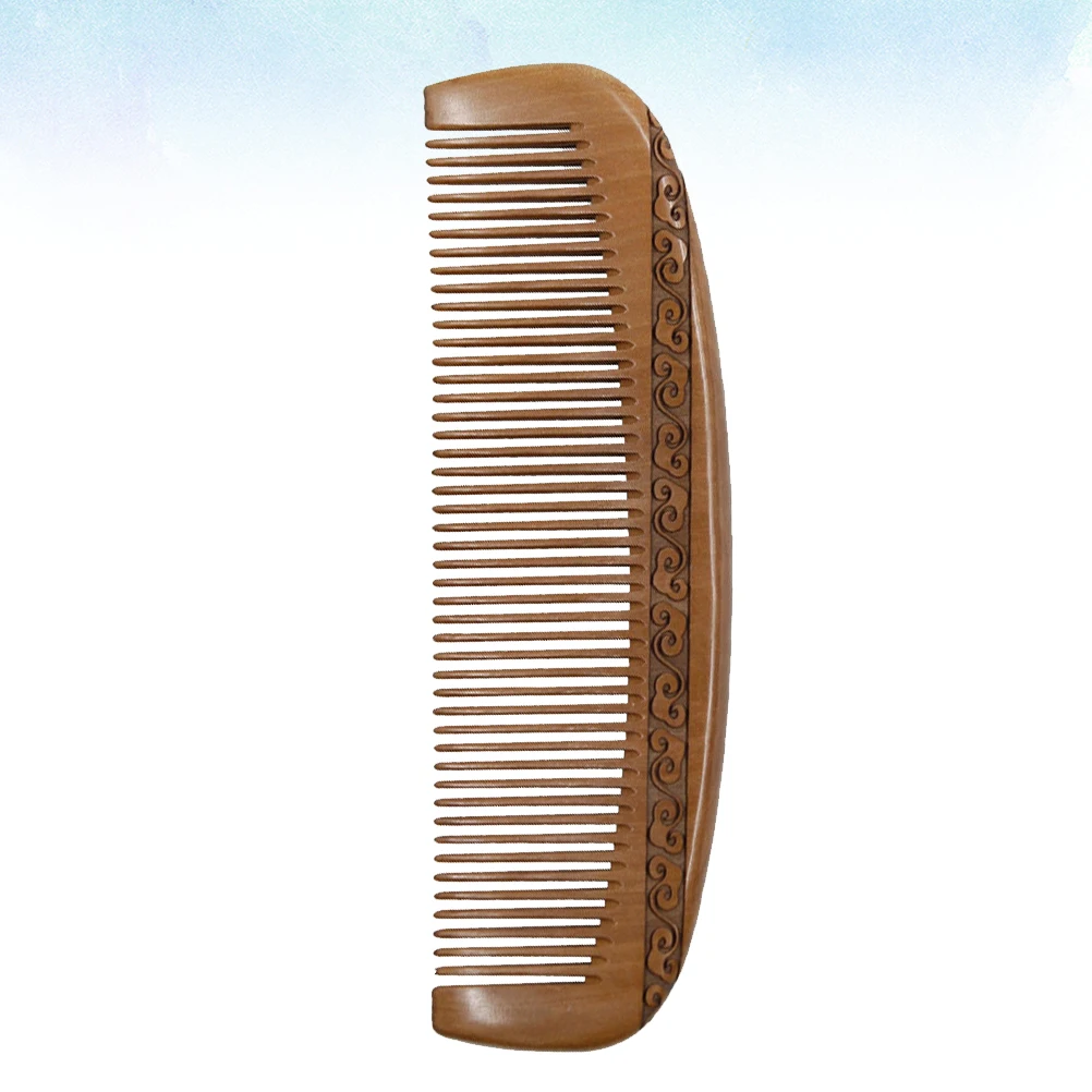 

Carving Pattern Hair Comb Wooden Scalp Massage Tool Stimulate Blood Circulation Comfortable Use for Women Coffee Tone