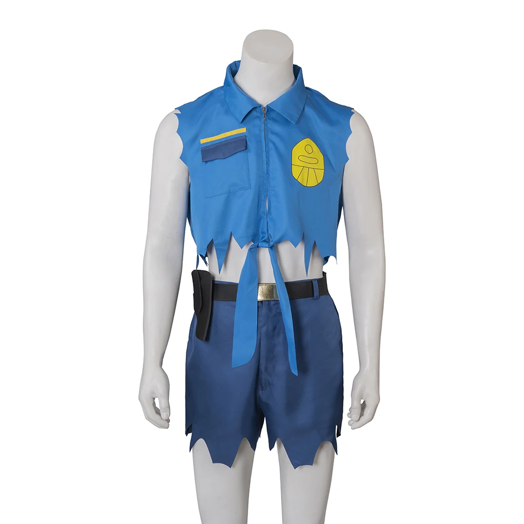 Animated Paradise PD Kevin Crawford Cosplay Costume Men's Blue Police Uniform Men's Halloween Costume Carnival Night Costume