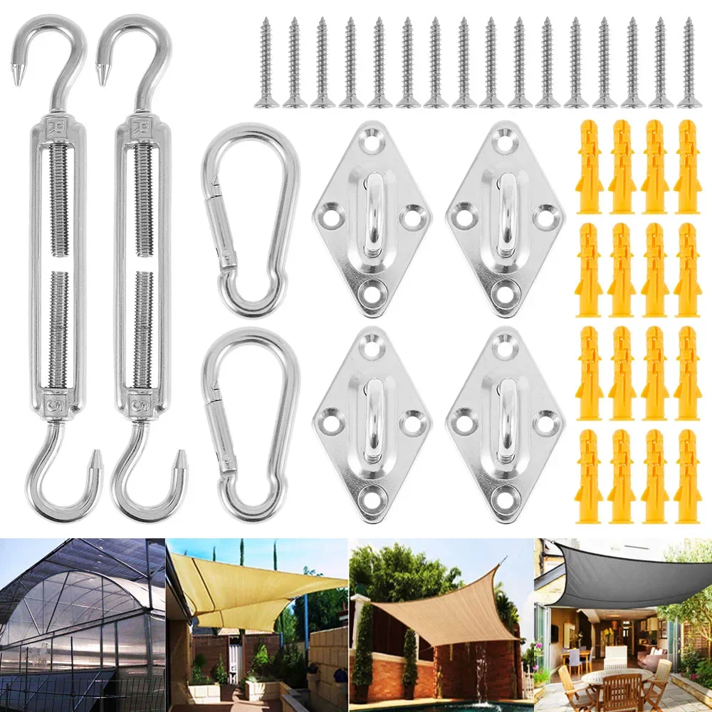 

5Sets/1Set Shade Sail Fixing Kit Sun Shade Hardware Kit for Triangle Rectangle Sun Shade Sail Installation for Garden Outdoors