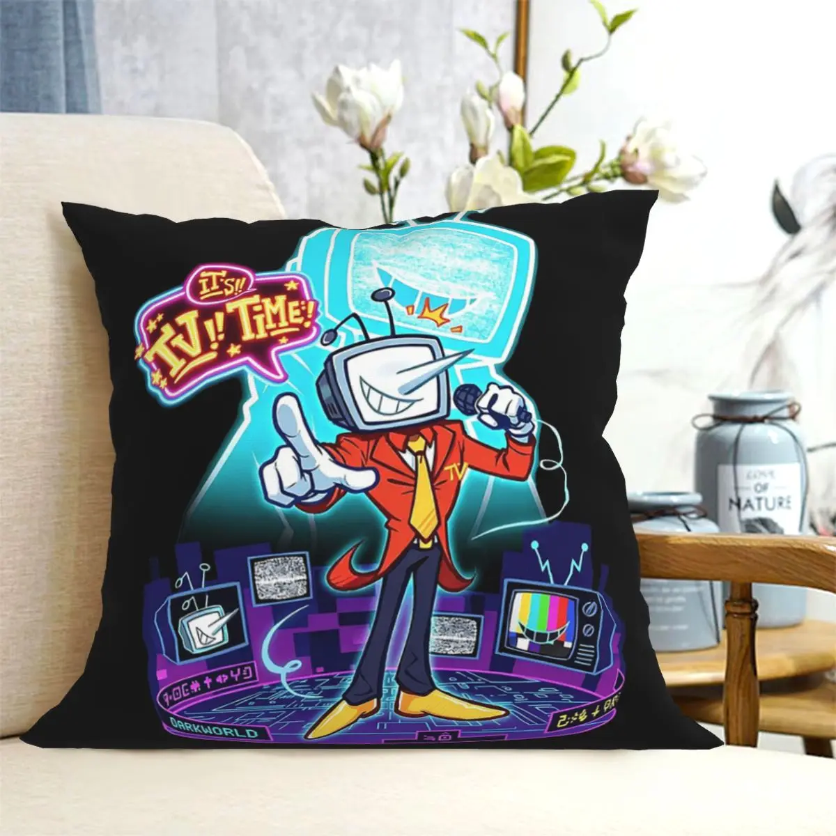 Deltarune Mr Tenna's TV Time Square Pillowcase Cushion Cover Pillow Case Throw Pillow Cover for Home Bedroom Car