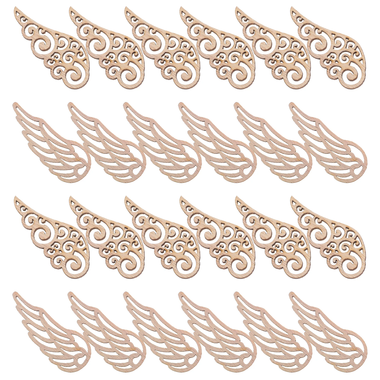 

100Pcs Wooden Wing Pendants Unpainted Craft Blanks for DIY Angel Ornaments Handmade Gift Tags Wall Art Christmas Decorations