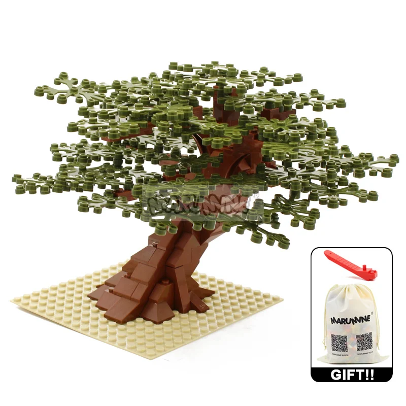 Marumine MOC Ziegel Baum Set 205PCS moc bricks blocks bausteine mit Platte Bausteine Modell Anlage Zubehör Gras Teile Dekoration Szene Spielzeug