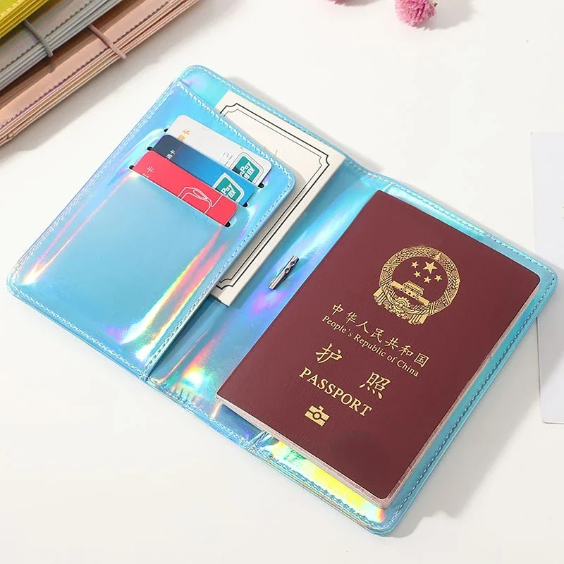 Passport Bank ID Card Holder Passport Cover Protector Multifunctional Laser Passport Cover Travel ID Package Passport Package