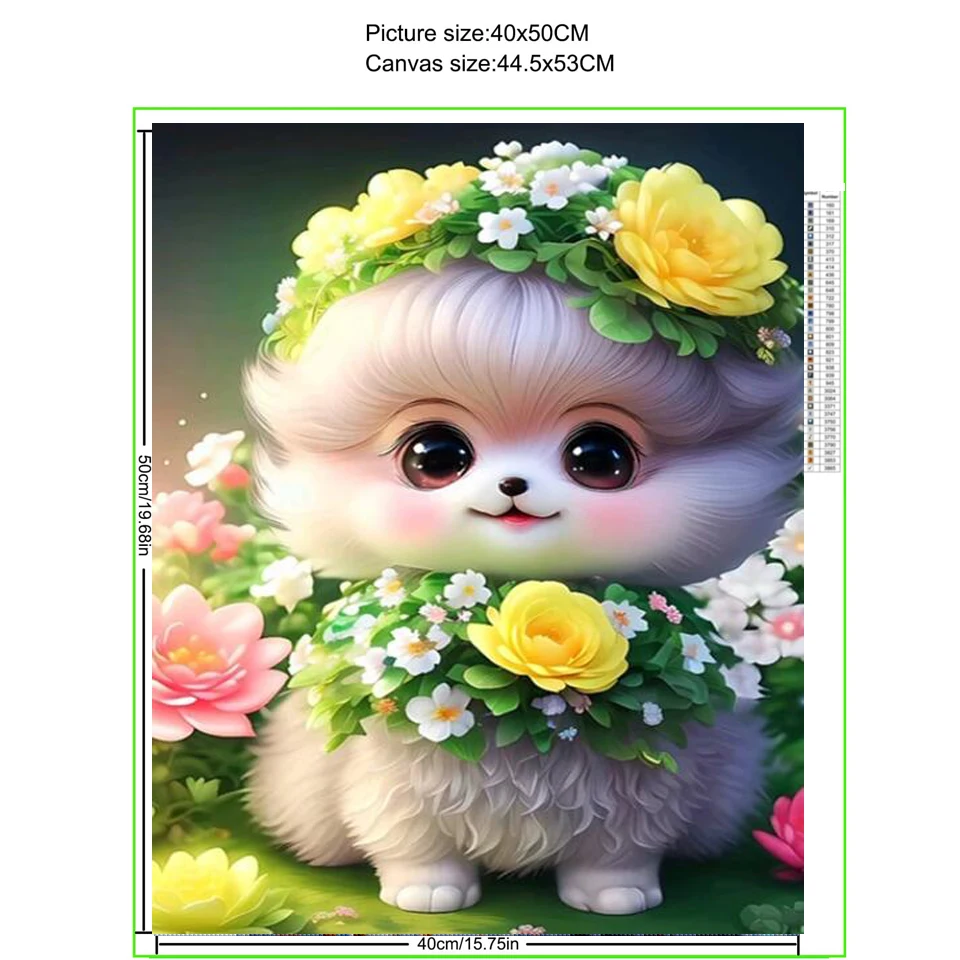 New Arrival Diamond Painting Cross Stitch Kit Cartoon Cute Dog With a Wreath 5D DIY Embroidery Mosaic Rhinestone Home Decor Z25