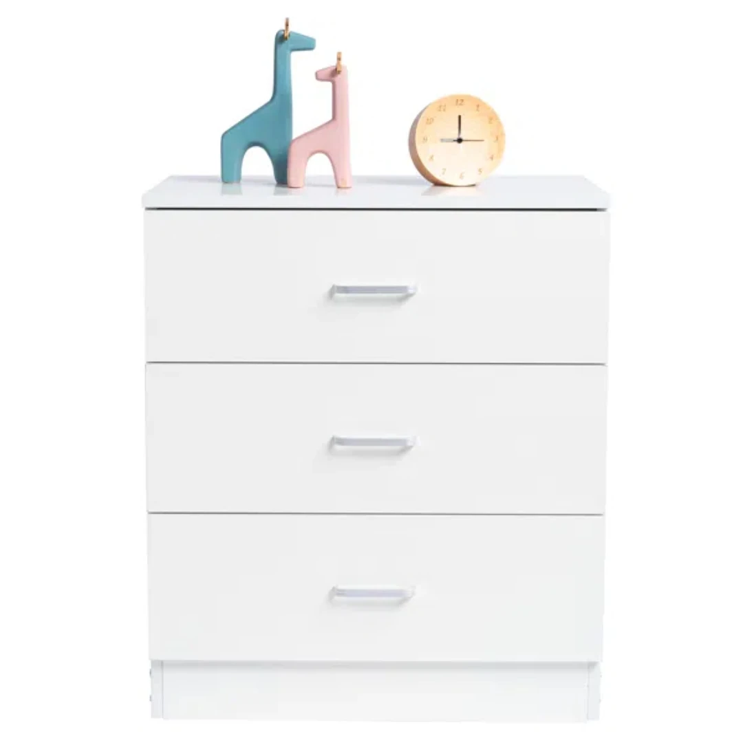 

Nightstand Accent Stand Bedside Table End Table with 3 Drawers Bedroom Furniture