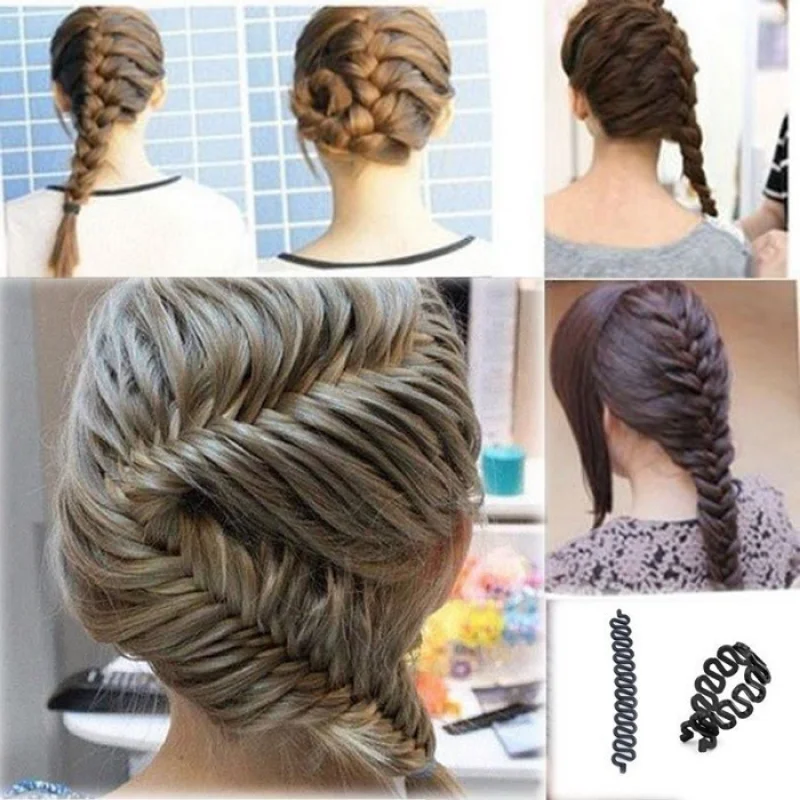 

MOONBIFFY Women Lady French Hair Braiding Tool Braider Roller Hook With Magic Hair Twist Styling Bun Maker Hair Band Accessories