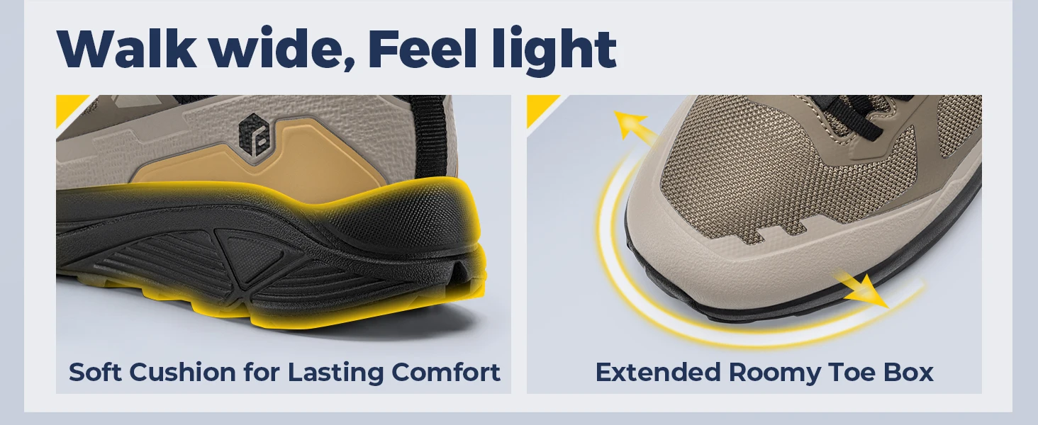Fitville Herren Trail-Laufschuhe mit breiter Zehenbox, Sportschuhe, atmungsaktiv, mit Dämpfung, Outdoor-Wanderschuhe für Herren, mit Fußgewölbestütze – Detail 7