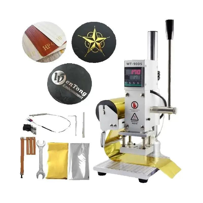 SucceBuy-máquina de estampación en caliente WT-90DS, máquina de prensado en caliente Digital Manual, PVC, cuero, madera, logotipo personalizado, bronceado en relieve