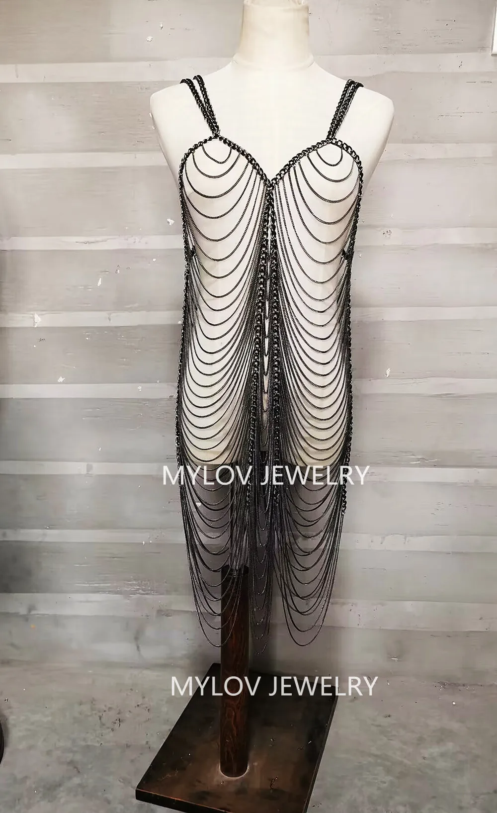 

New Lady Metal Long Dress Body Chain Jewelry Trendy Women Clothing Three Colors Choose Free Shipping