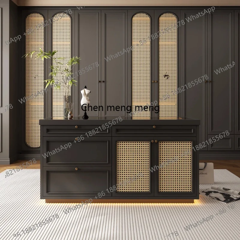 

French style cloakroom, island cabinet, jewelry, household cream style storage, double-sided display