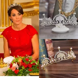 European British Royal Lotus Flower Tiara Pearl Bridal Crown Birthday Wedding Party Prom Evening Dress Hair Accessories