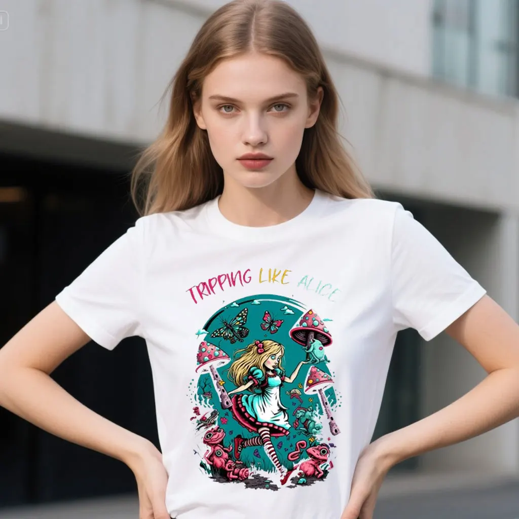 Psychedelic Clothes Princess Alice Shirt Psy Trance Psychedelic Shirt Trippy Festival Lsd Rave Wear Trippin Cotton T Shirts Tops