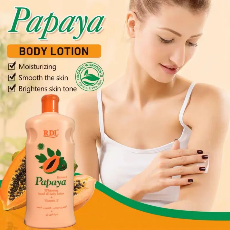 RDL Papaya Whitening Hand Body Lotion+vitamin E 600ml Moisturizing Brightening Skin Tone Smoothing Antioxidant Nourish Skin Care