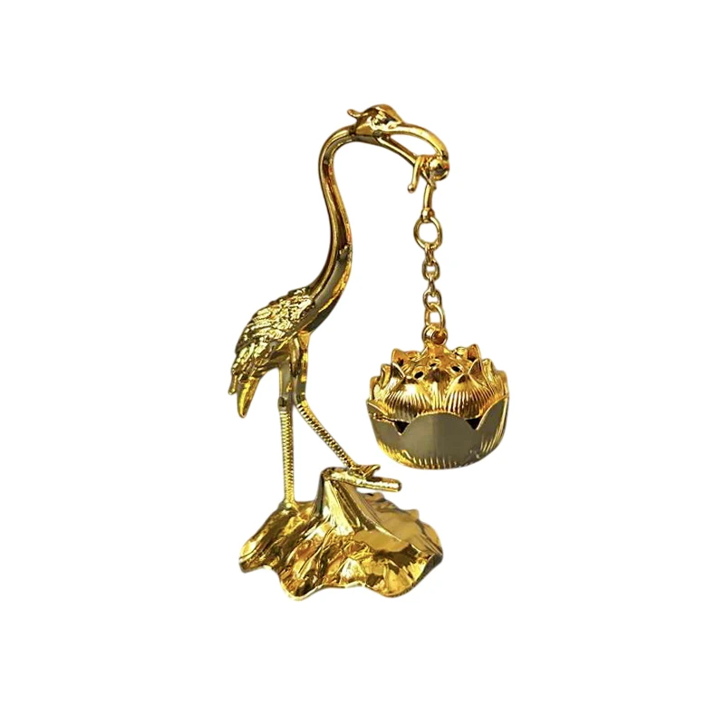 Tea Ceremony Craft Household Decoration Crane Incense Burner Holder Stove Lotus Incense Burner Antique Alloy Lotus Hanging Stove
