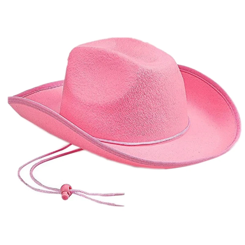 Vintage Fedora Hat Women Men Felt Ladies Cowboy Hats Party Solid Color Western Style Top Bonnet Men\'s Cosplay Hat