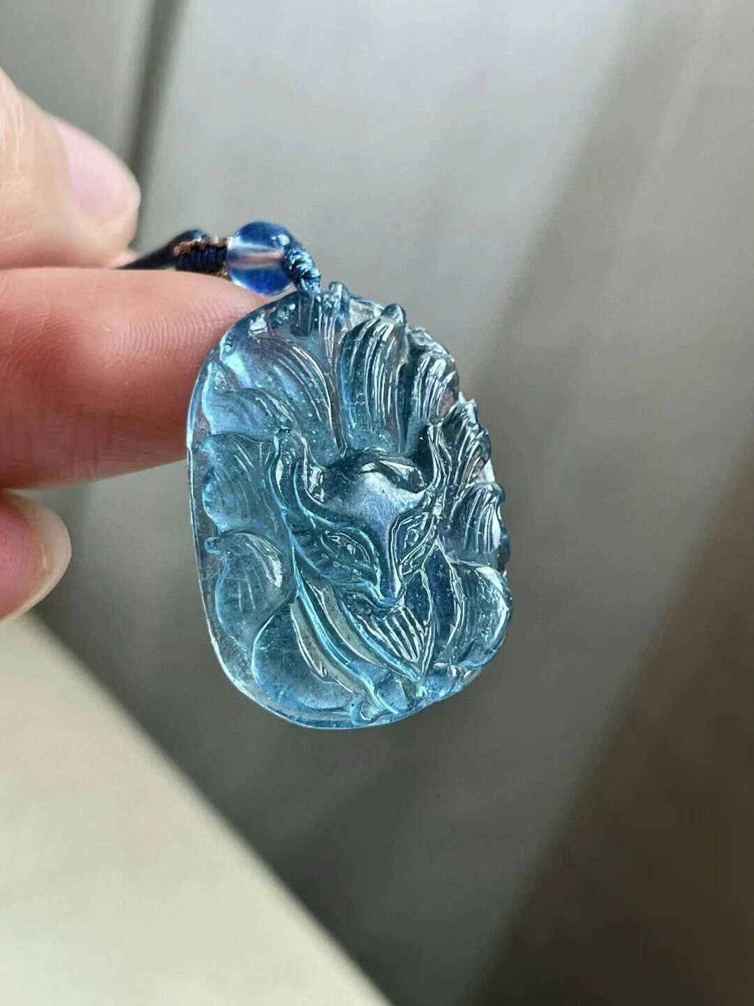 Natural Blue Aquamarine Pendant Fish Aquamarine Brazil 28mm*20mm Women Fox Fashion Jewelry AAAAAA