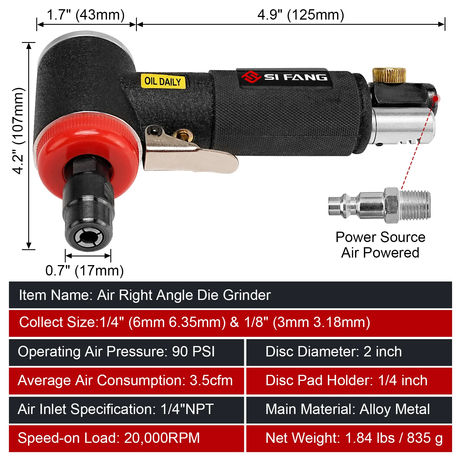 NuoDun Air Angle Die Grinder 90 Degree Mini Professional Engraving Machine Set 1/4 High Speed ​​Pneumatic Grinder Polishing Tool